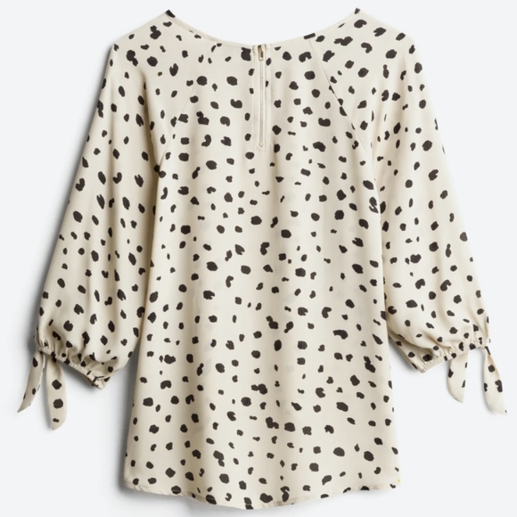 EUC✨PAPERMOON women's XL beige Larie Tie Sleeve Blouse 3/4 length sleeves - Picture 2 of 5